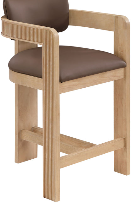 Sacha - Vegan Leather Upholstered Counter Stool With Natural Base