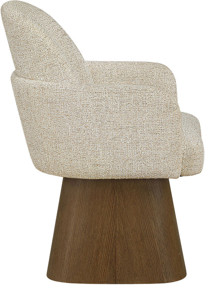 Marlowe - Linen Textured Fabric Upholstered Swivel Dining Arm Chair - Stained Brown