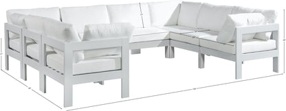 Nizuc - Outdoor Patio 8 Piece Modular Sectional With White Frame