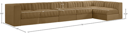 Rummi - Velvet Performance Fabric Upholstered 6 Piece Modular Sectional, L-Shaped (Right)