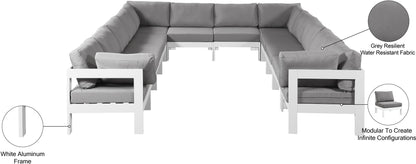 Nizuc - Outdoor Patio 12 Piece Modular Sectional With White Frame