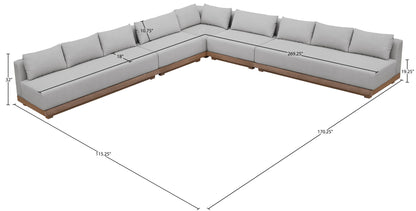 Solace - Olefin Fabric 5 Piece Outdoor Patio Modular Sectional