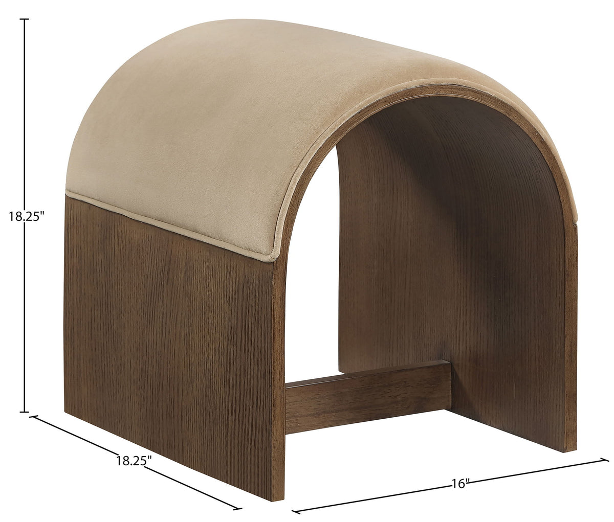 Sable - Velvet Performance Fabric Upholstered Bench