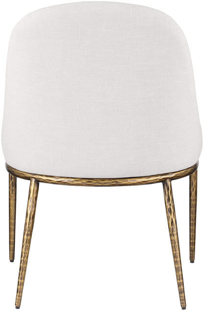 Ferro - Linen Textured Performance Fabric Upholstered Dining Side Chair - Cream / Brushed Gold