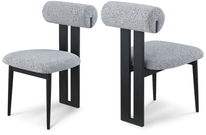 Dario - Boucle Dining Chair With Black Frame (Set of 2)