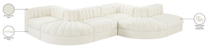 Rummi - Rounded Velvet Performance Fabric Upholstered 6 Piece Modular Sectional