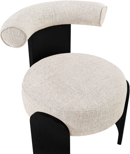 Calder - Linen Textured Fabric Upholstered Accent Chair - Painted Black Base