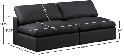 Comfy - Faux Leather Modular Armless Sofa 2 Seats