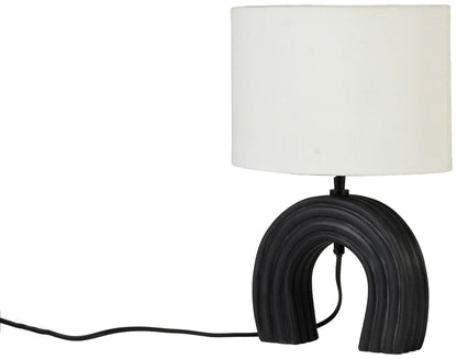 Lithos - Genuine Marble Base And Linen Textured Fabric Shade Table Lamp