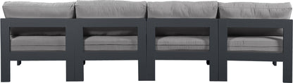 Nizuc - Outdoor Patio 4 Seat Armless Modular Sofa With Gray Frame