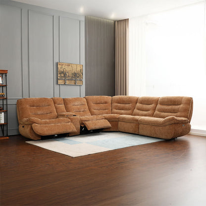 Emmy - Power Motion Sectional Sofa - Orange Chenille