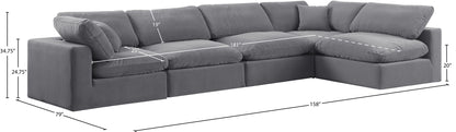 Comfy - 5 Piece Velvet Modular Sectional