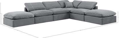 Indulge - Velvet 6 Piece Modular Armless Sectional