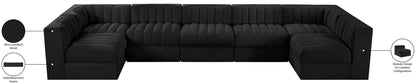 Rummi - Velvet Performance Fabric Upholstered 7 Piece Modular Sectional (With 2 Corner Chairs)