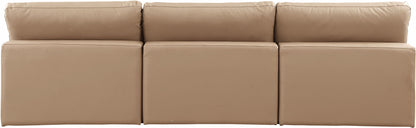 Comfy - Faux Leather Modular Armless Sofa 3 Pieces - Tan