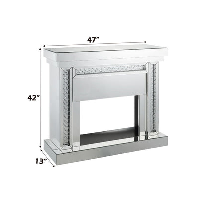 Nysa - 42" Fireplace - Mirrored & Faux Crystals
