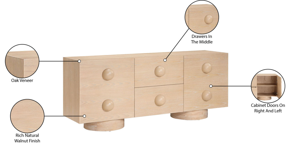 Bubble - Rubberwood with Oak Veneer Sideboard / Buffet