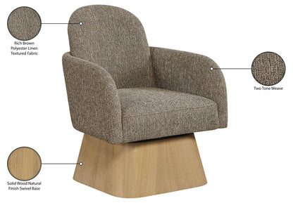 Marlowe - Linen Textured Fabric Upholstered Swivel Accent Chair - Stained Natural