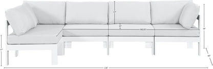 Nizuc - Outdoor Patio 5 Piece Modular Sectional With White Frame