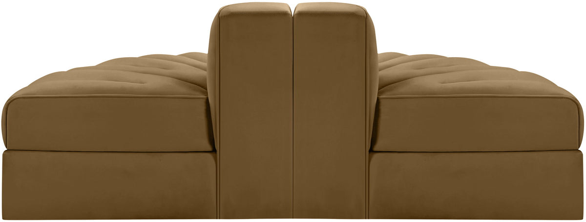 Rummi - Velvet Performance Fabric Upholstered 2 Piece Rounded Modular Loveseat
