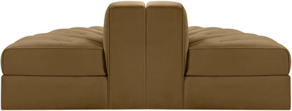 Rummi - Velvet Performance Fabric Upholstered 2 Piece Rounded Modular Loveseat