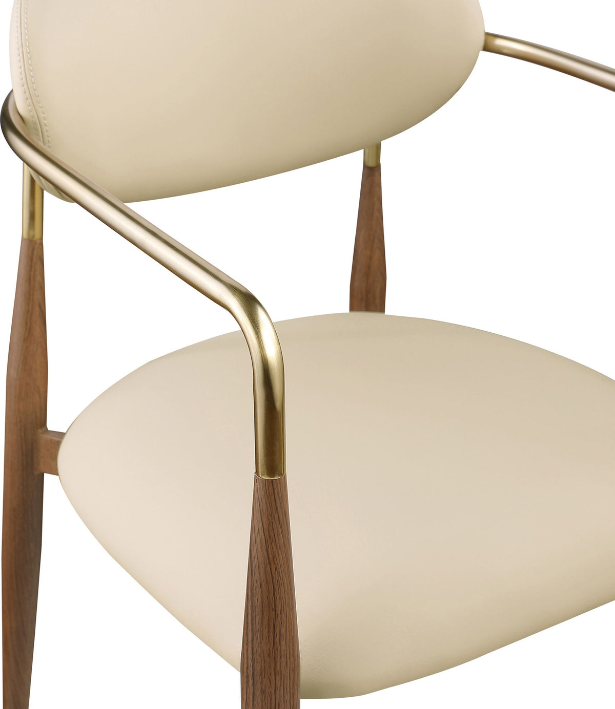 Ronda - Vegan Leather Upholstered Dining Arm Chair - Walnut Legs