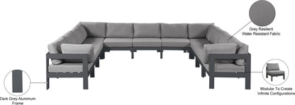 Nizuc - Outdoor Patio 11 Piece Modular Sectional With Gray Frame