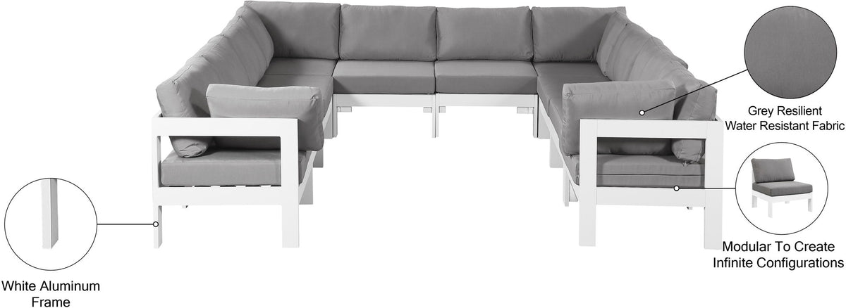 Nizuc - Outdoor Patio 10 Piece Modular Sectional With White Frame