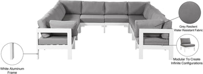 Nizuc - Outdoor Patio 10 Piece Modular Sectional With White Frame