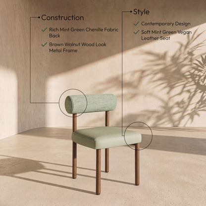 Paramo - Chenille Fabric and Vegan Leather Upholstered Dining Chair