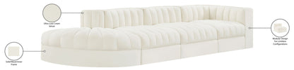 Rummi - Velvet Performance Fabric Upholstered 4 Piece Modular Sectional With Reverse Corner Chair