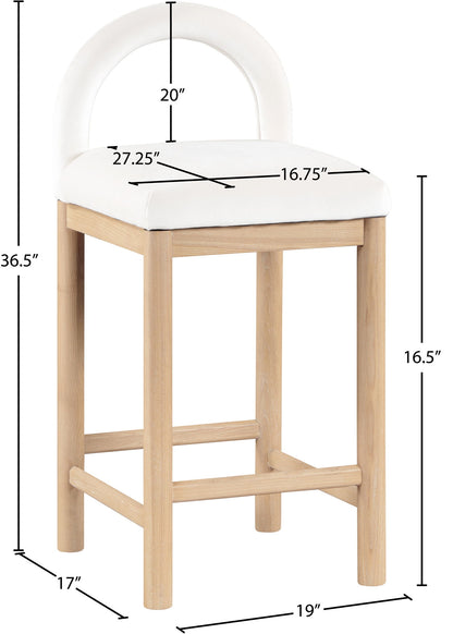 Conrad - Velvet Counter Stool With Natural Legs