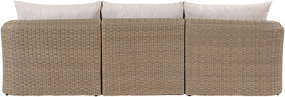 Seacrest - Olefin Water Resistant Fabric And Wicker 3 Piece Outdoor Patio Modular Sofa