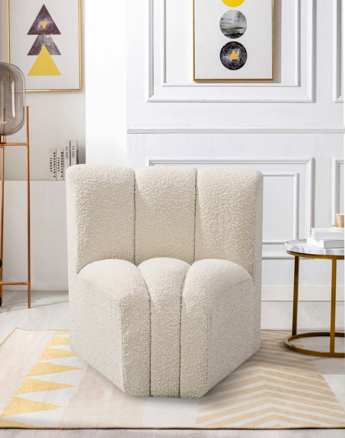 Arc - Boucle Fabric Curved Corner Chair