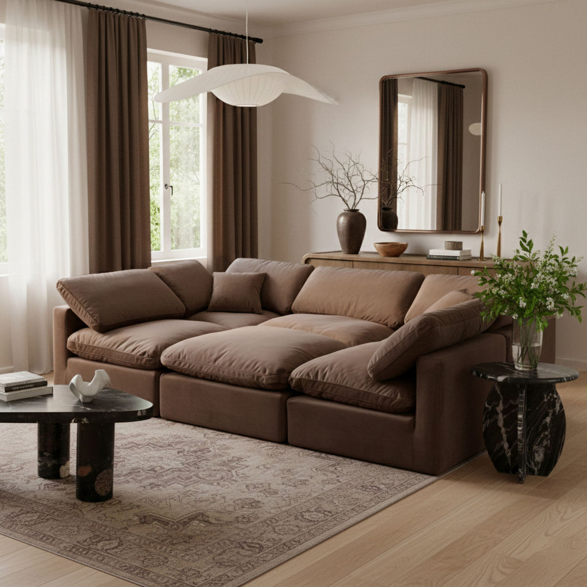 Indulge - Velvet 6 Piece Modular Sectional