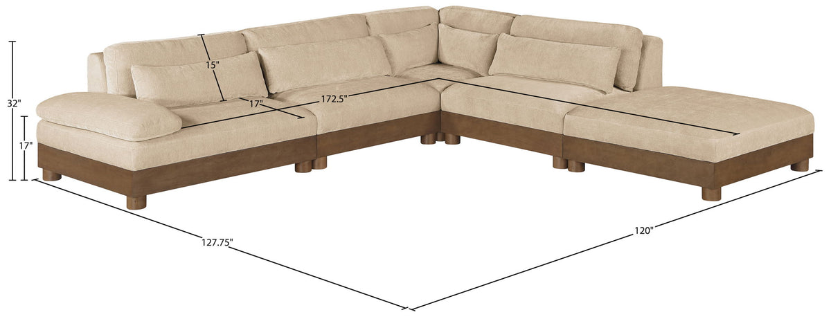 Turin - Chenille Fabric Upholstered Modular Sectional - Beige