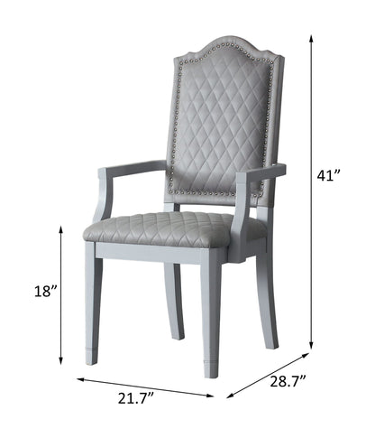 House Marchese - Arm Chair (Set of 2) - Two Tone Gray Fabric & Pearl Gray