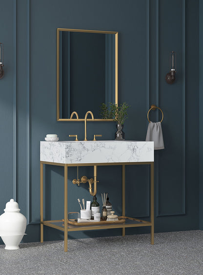 Marmo - Engineered Marble Bathroom Vanity With Gold Base