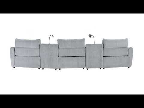 Fullar - Modular Power Motion Armless Recliner - Light Gary Chenille