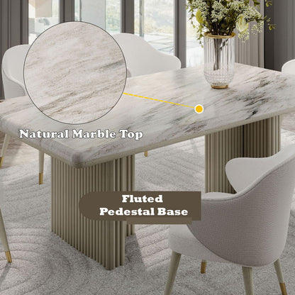 Charity - Dining Table - Natural Marble Top & Gray Oak