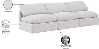 Indulge - Velvet 3 Seat Modular Armless Sofa