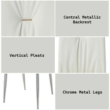 Kamaile - Side Chair (Set of 2) - Beige Synthetic Leather & Chrome