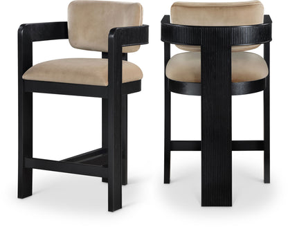 Sacha - Velvet Stool With Black Base