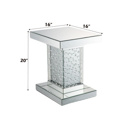 Nysa - 20" End Table - Mirrored & Faux Crystals