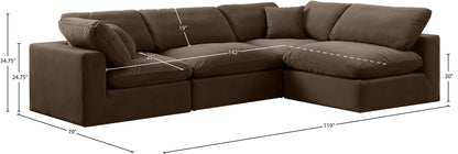 Comfy - 4 Piece Velvet Modular Armless Sectional