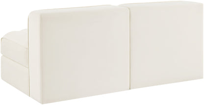 Rummi - Velvet Performance Fabric Upholstered 2 Piece Modular Armless Loveseat
