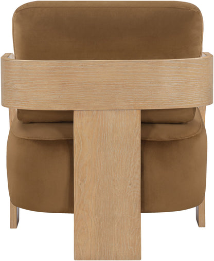 Cedra - Velvet Performance Fabric Upholstered Accent Chair - Natural Frame