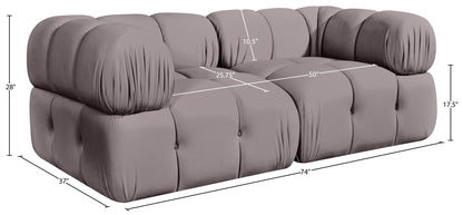 Orin - Velvet Performance Fabric Upholstered 2 Piece Modular Sofa (2 Corner Chairs)