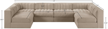 Rummi - Armless Velvet Performance Fabric Upholstered 6 Piece Modular Sectional