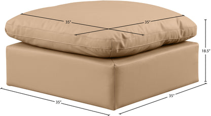Indulge - Faux Leather Ottoman - Tan